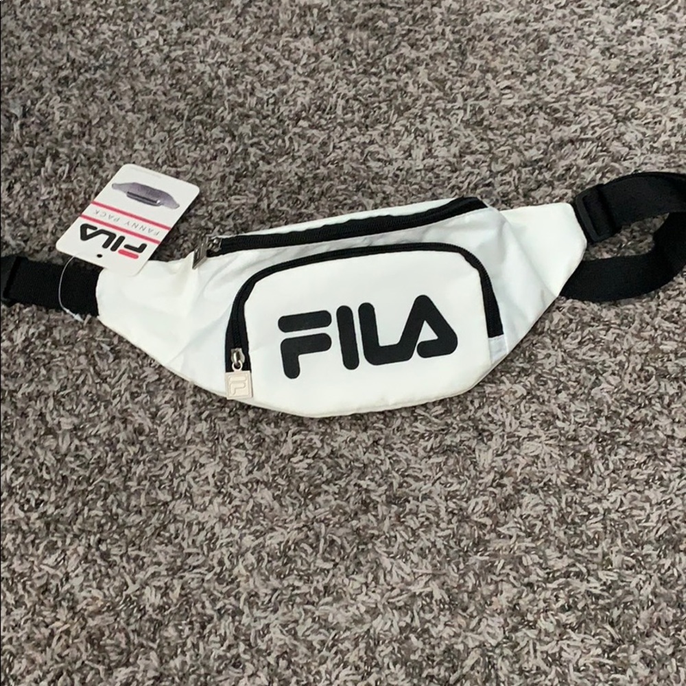 White Fila fanny pack
